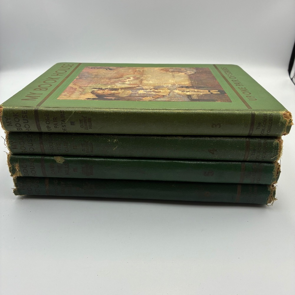 Vintage 1937 My Book House 4 Volume Set Olive Beaupre Miller Green Hardcover